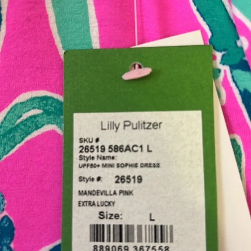 Lilly Pulitzer UPS 50+ mini Sophie dress in Mandevilla pink extra lucky L&XL NWT